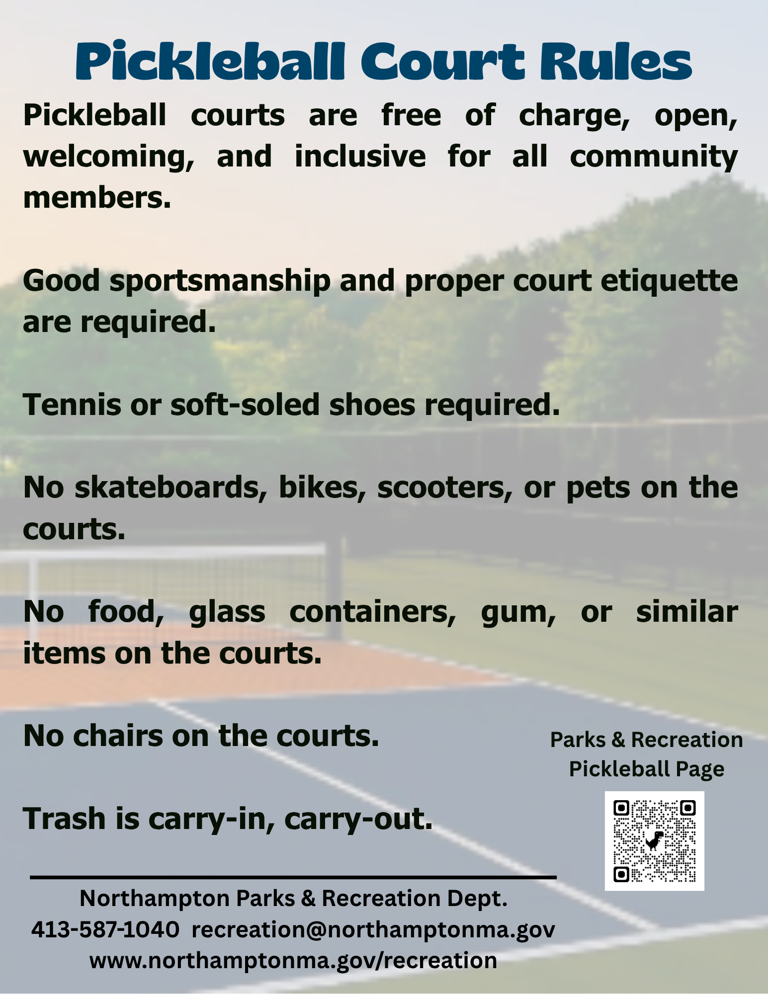 pickleball court Rules ellerbrook field