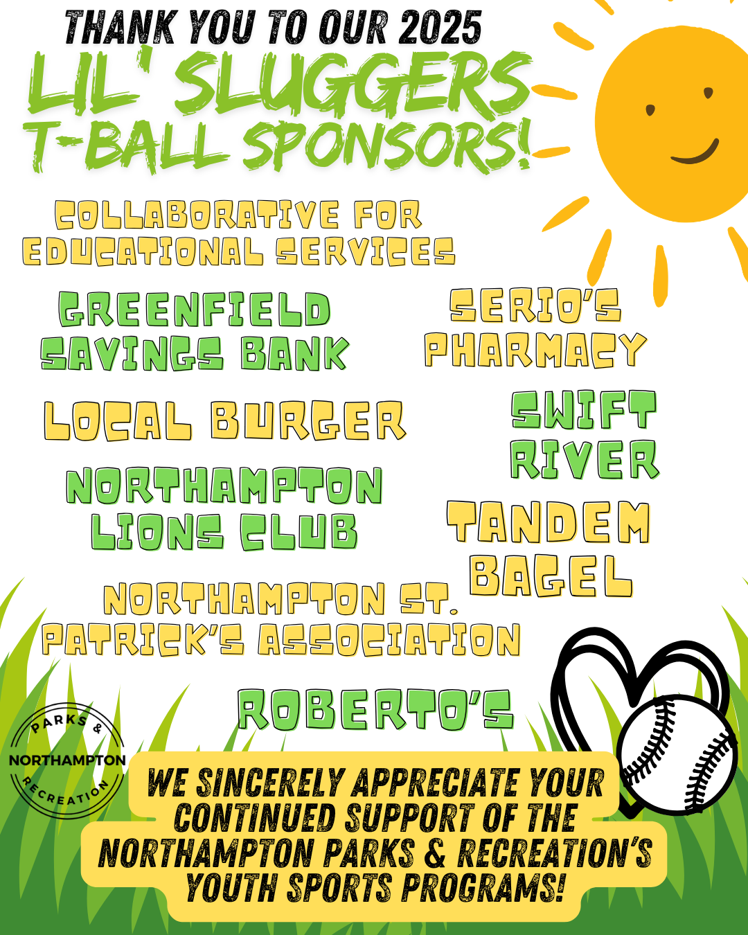 Sponsors Thank You - T-Ball 2025
