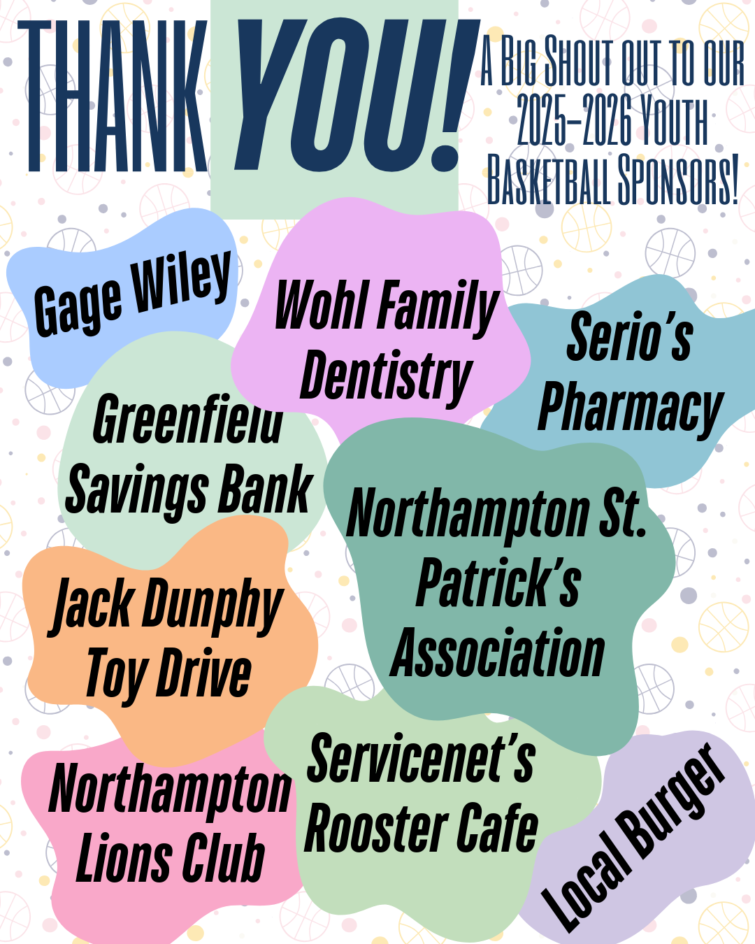 Thank you Sponsors - Youth Basketball 2025-2026