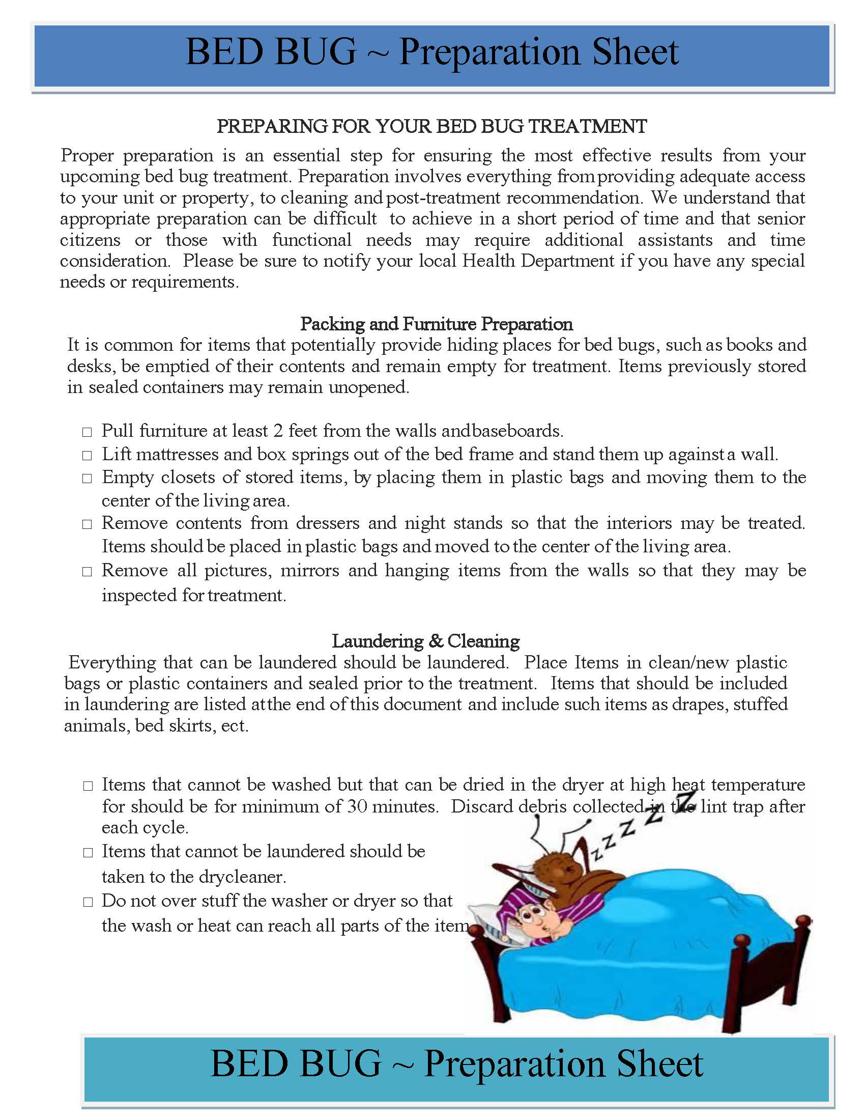 Preparing for Your Bed Bug Treatment, Page 1