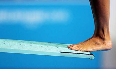 Feet on the diving board