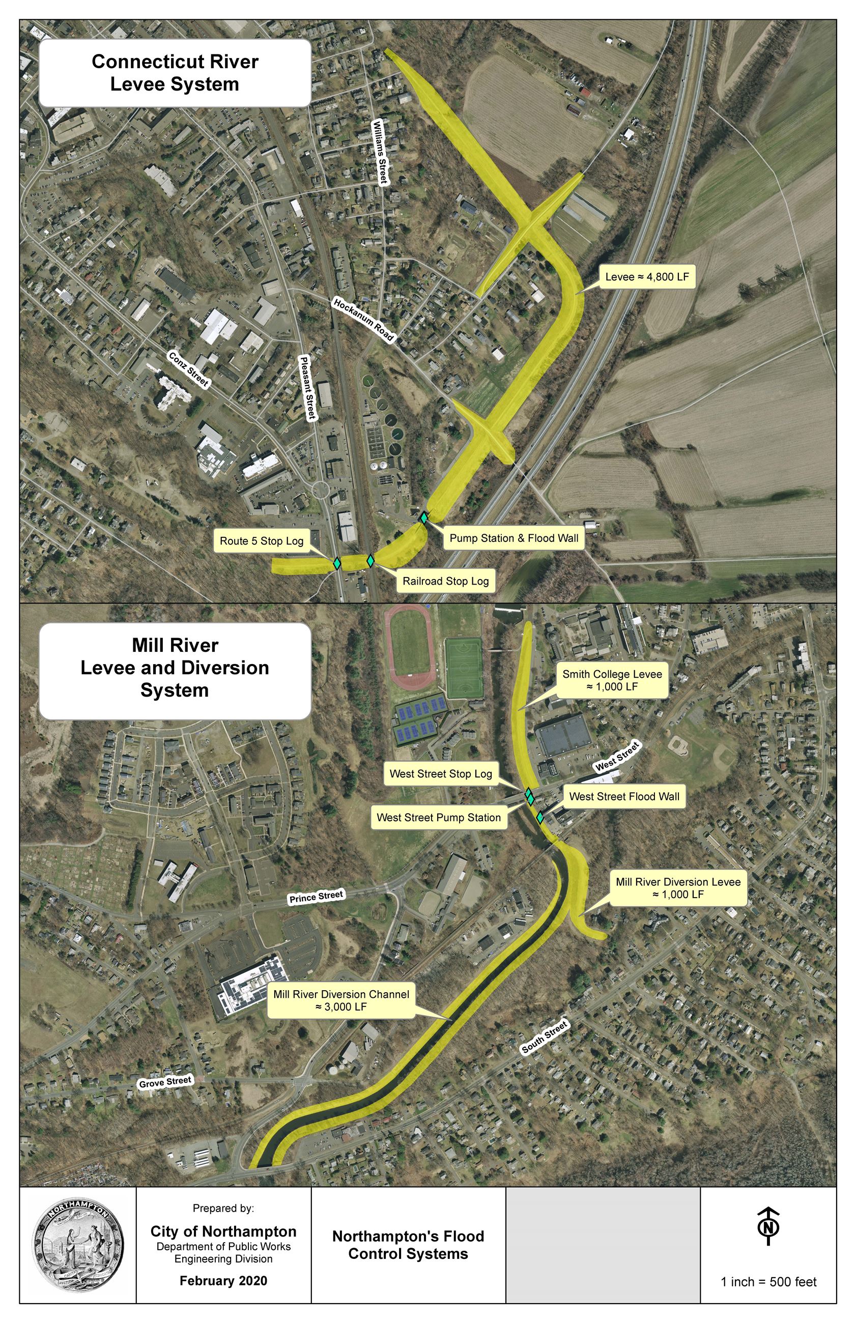 Image of Northampton Flood Control Systems Map Opens in new window