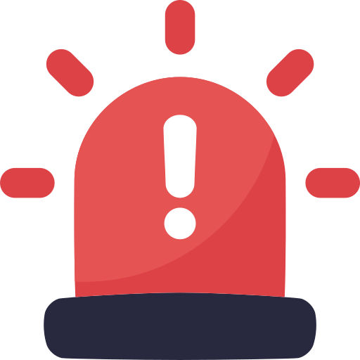 A red siren icon with an exclamation mark