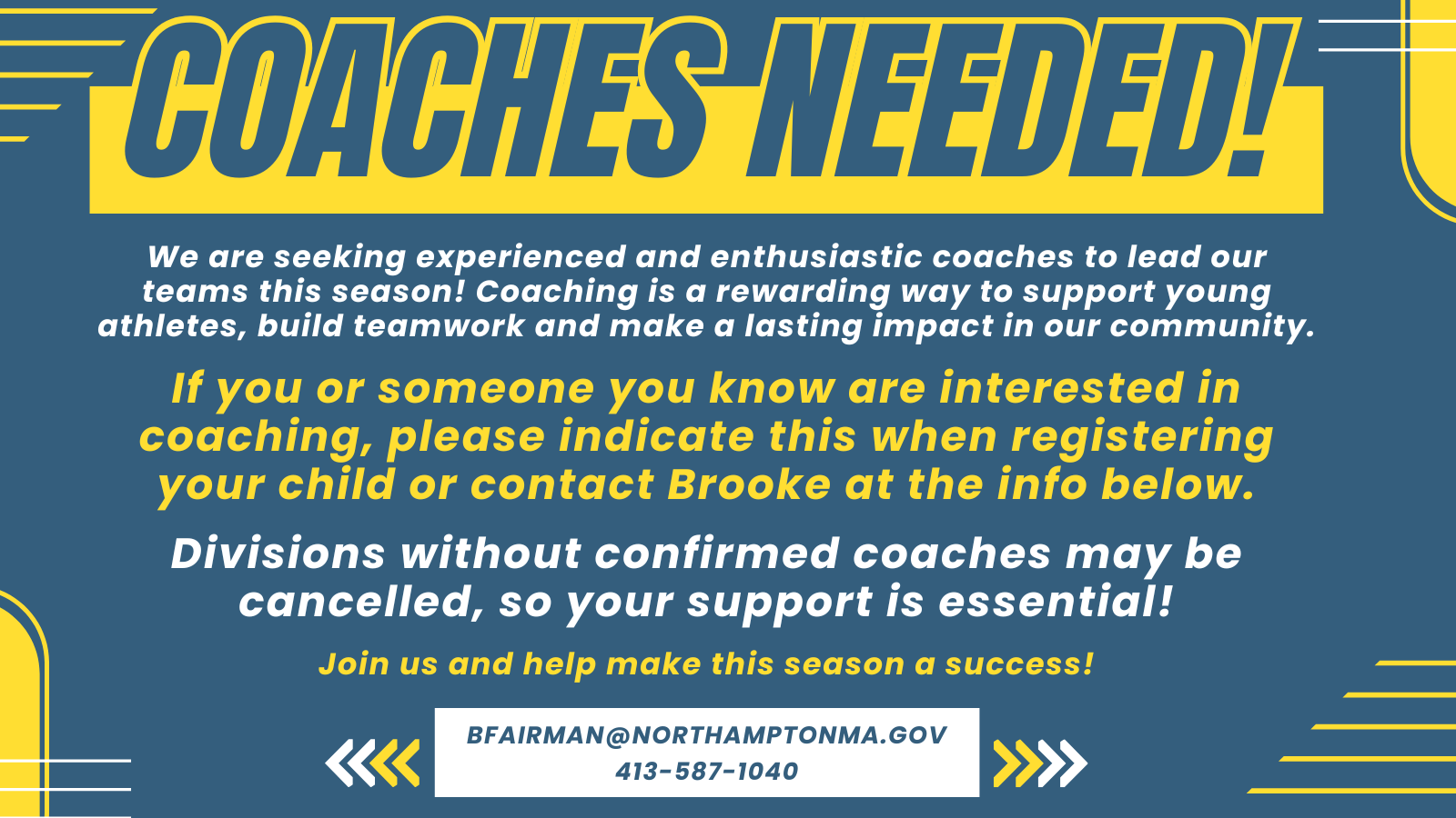 Coaches Needed Banner 2026